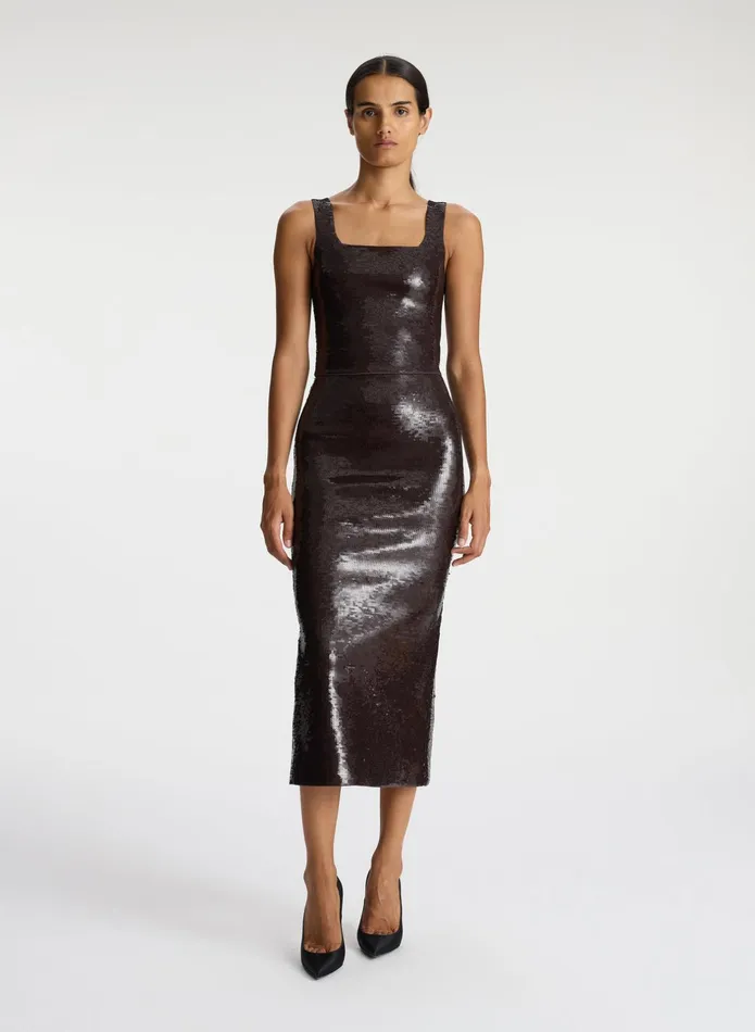 ALC Knitwear Joan Sequin Knit Skirt Dark Brown 8211 Women