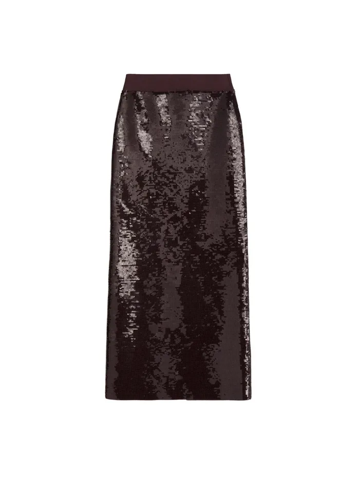 ALC Knitwear Joan Sequin Knit Skirt Dark Brown 8211 Women