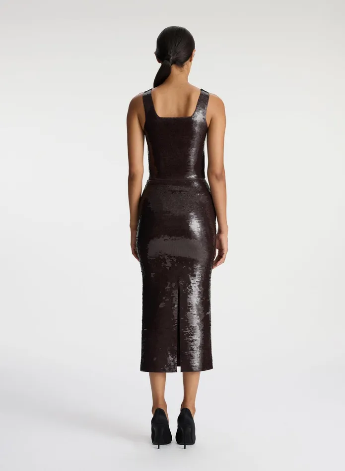 ALC Knitwear Joan Sequin Knit Skirt Dark Brown 8211 Women