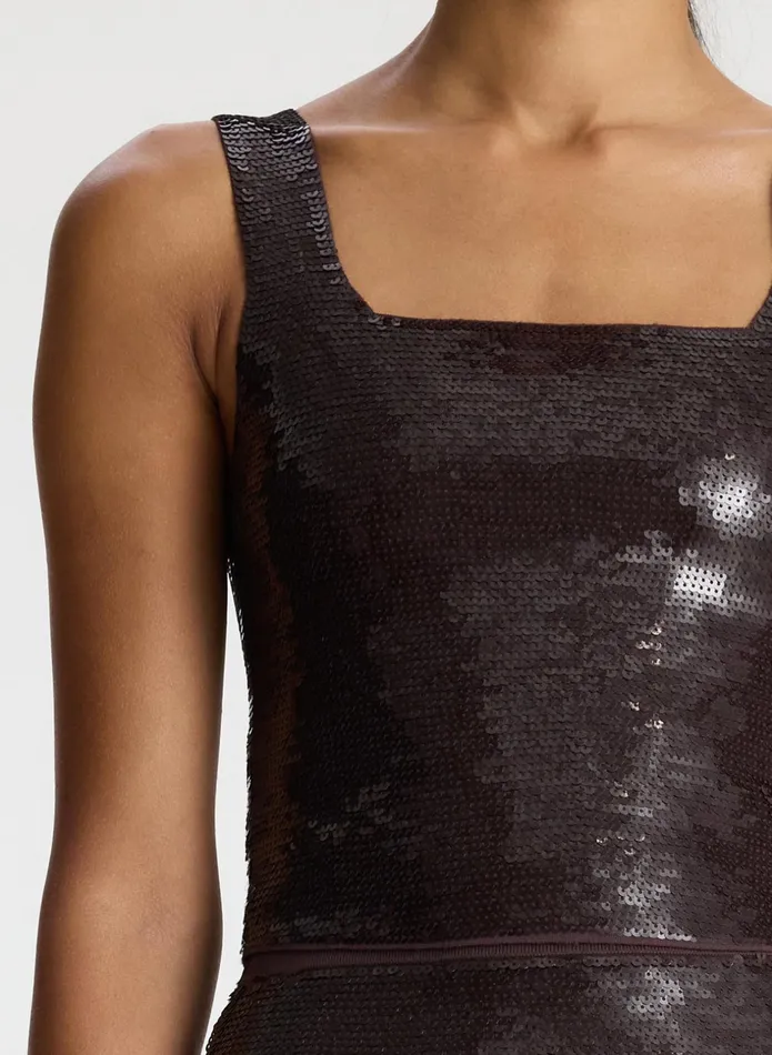 ALC Knitwear Victoria Sequin Knit Top Dark Brown 8211 Women