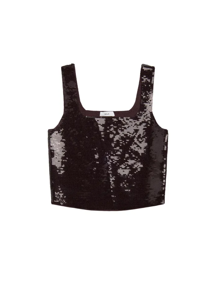 ALC Knitwear Victoria Sequin Knit Top Dark Brown 8211 Women