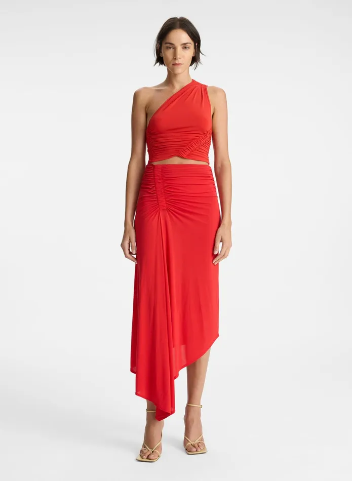 ALC Skirts Adeline Jersey Midi Skirt Ruby 8211 Women