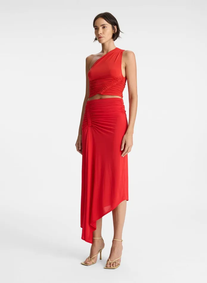ALC Skirts Adeline Jersey Midi Skirt Ruby 8211 Women