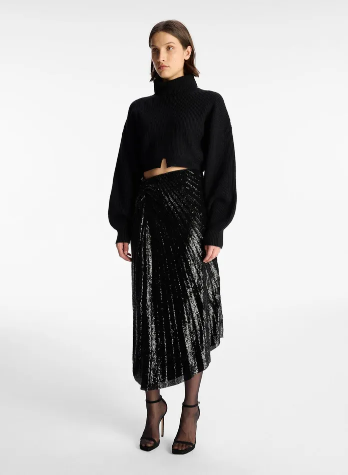 ALC Skirts Tori Sequin Midi Skirt Black 8211 Women