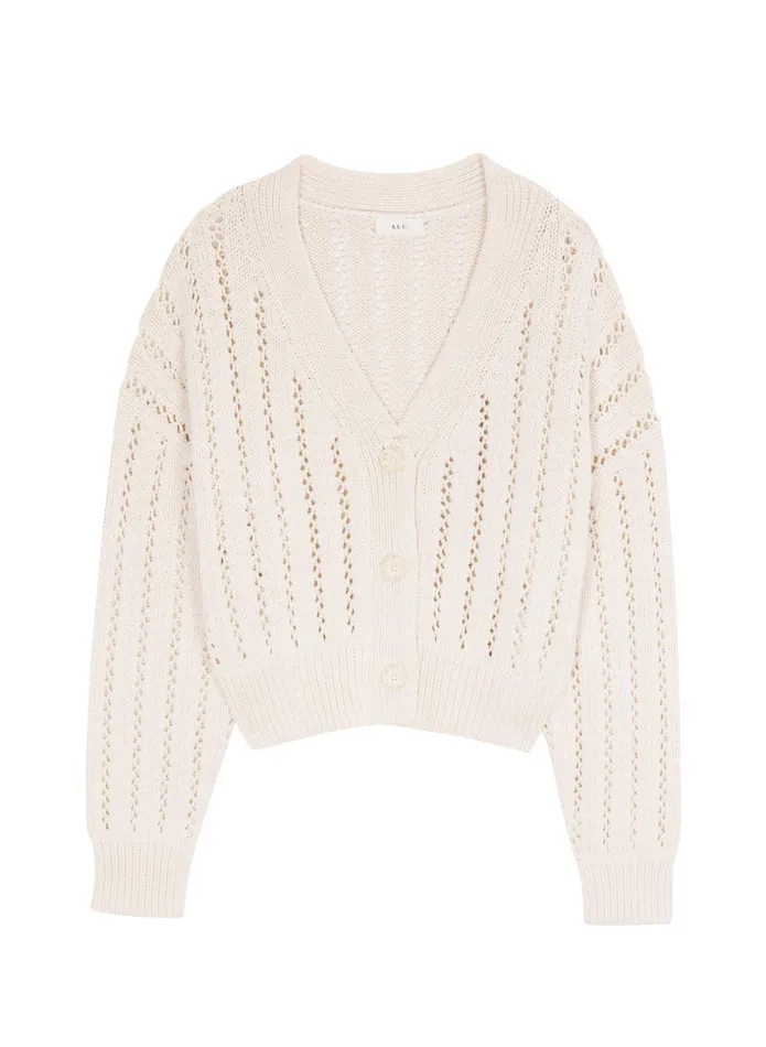 ALC Sweaters Drew Cotton Knit Cardigan Ecru 8211 Women