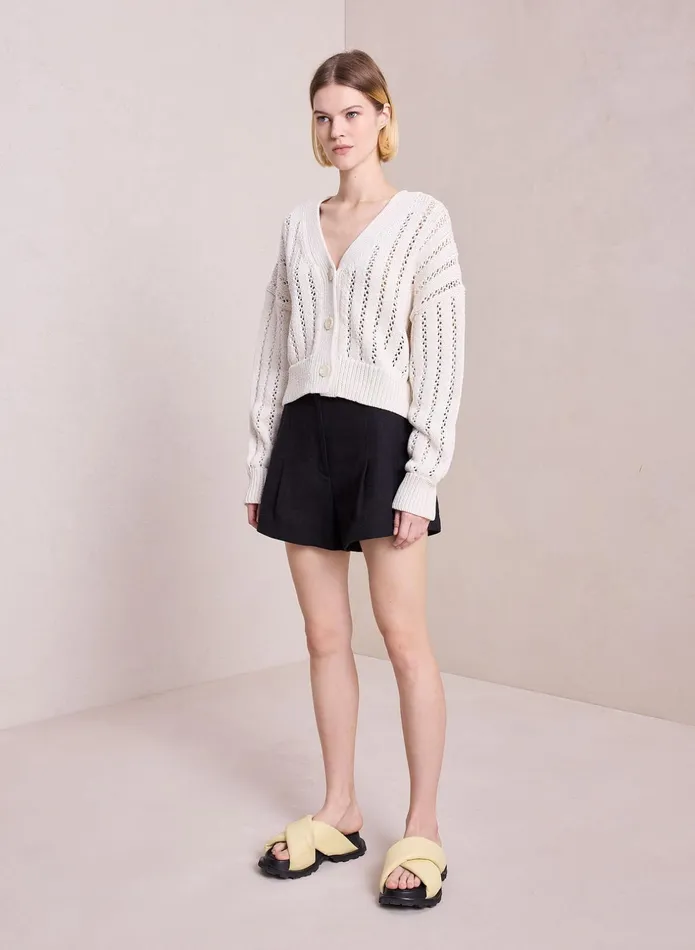 ALC Sweaters Drew Cotton Knit Cardigan Ecru 8211 Women