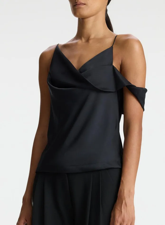 ALC Tees and Tanks Ramona Satin Asymmetrical Top Black 8211 Women