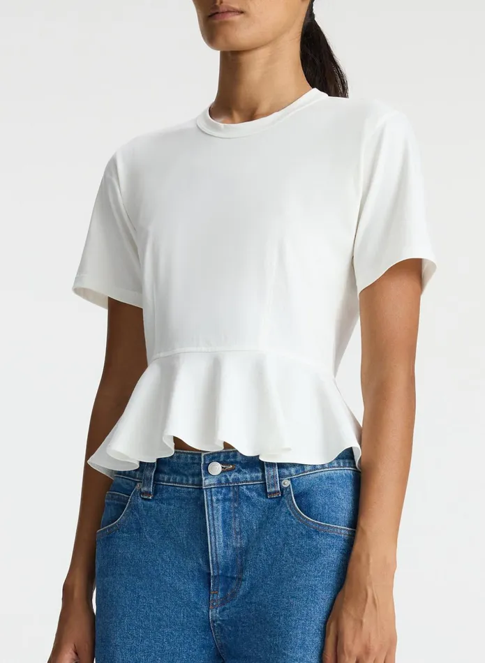 ALC Tees and Tanks Roxy Cotton Peplum Tee White 8211 Women