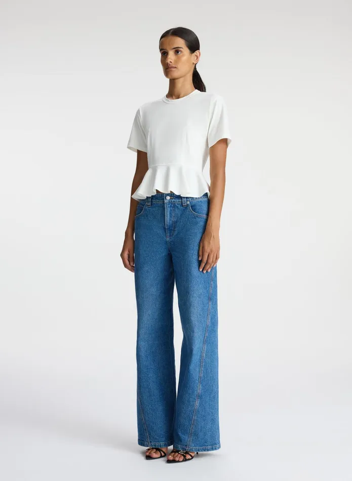ALC Tees and Tanks Roxy Cotton Peplum Tee White 8211 Women