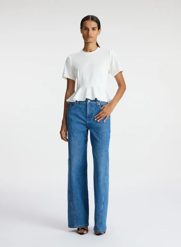 ALC Tees and Tanks Roxy Cotton Peplum Tee White 8211 Women