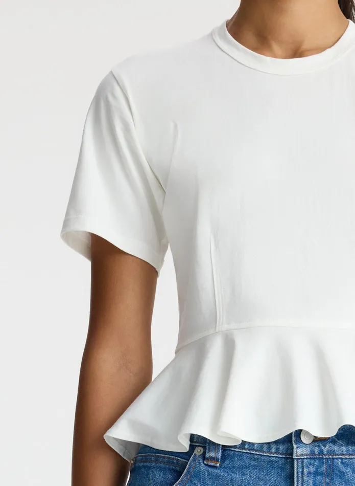 ALC Tees and Tanks Roxy Cotton Peplum Tee White 8211 Women