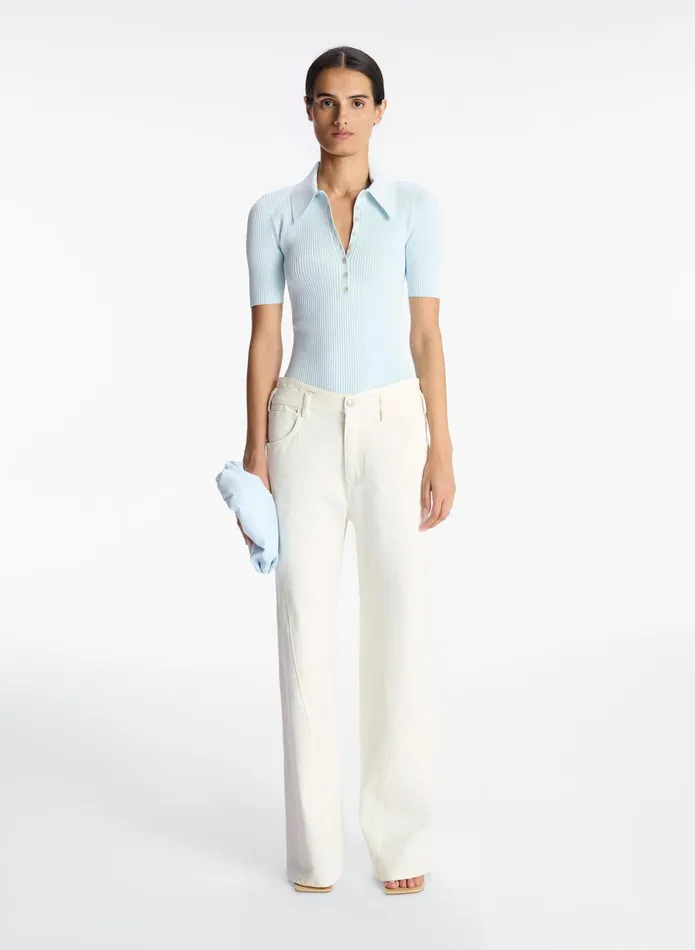 ALC Tops Atlas Rib Knit Top Chelsea Blue 8211 Women