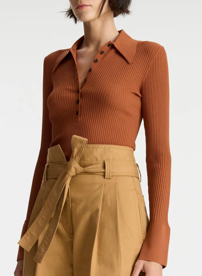 ALC Tops Eleanor Rib Knit Sweater Cognac 8211 Women