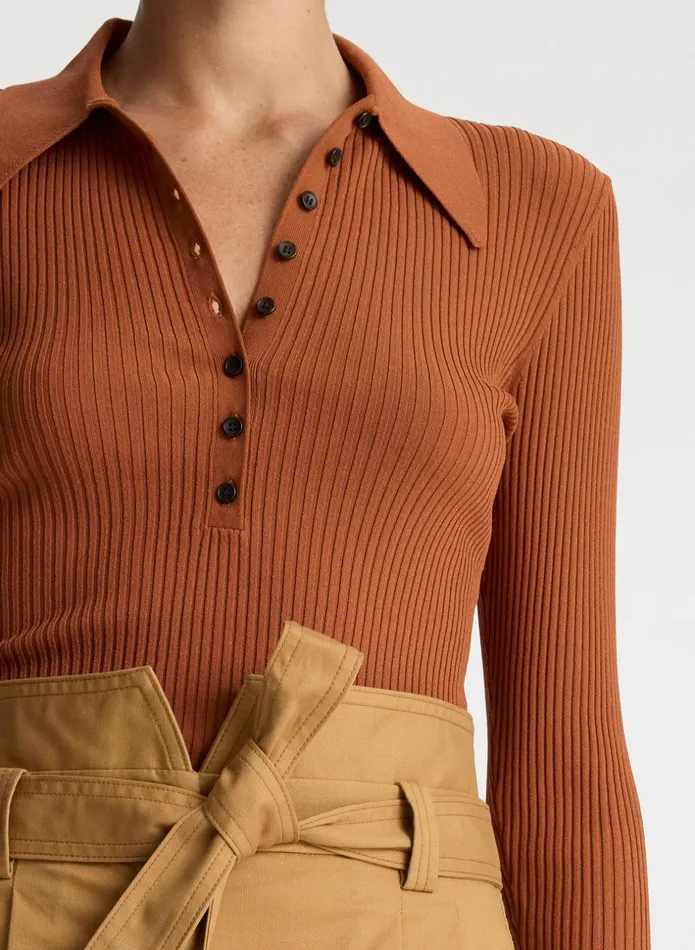 ALC Tops Eleanor Rib Knit Sweater Cognac 8211 Women