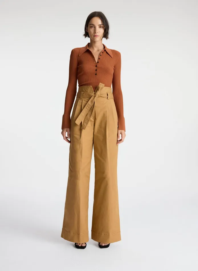 ALC Tops Eleanor Rib Knit Sweater Cognac 8211 Women