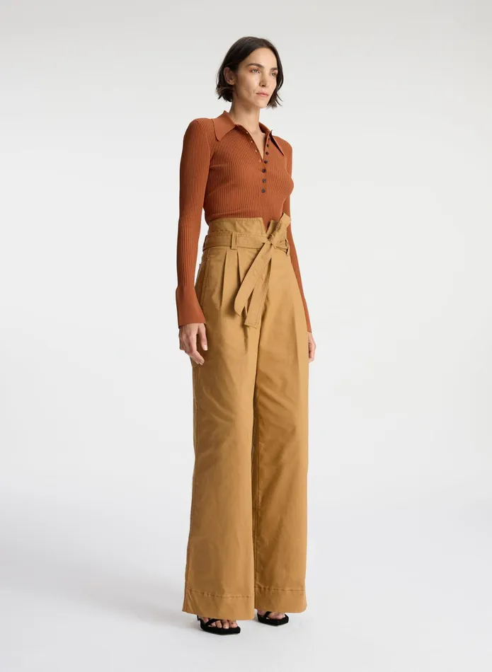 ALC Tops Eleanor Rib Knit Sweater Cognac 8211 Women