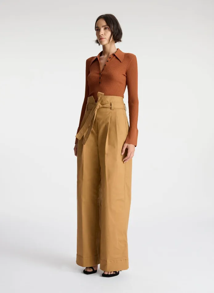ALC Tops Eleanor Rib Knit Sweater Cognac 8211 Women