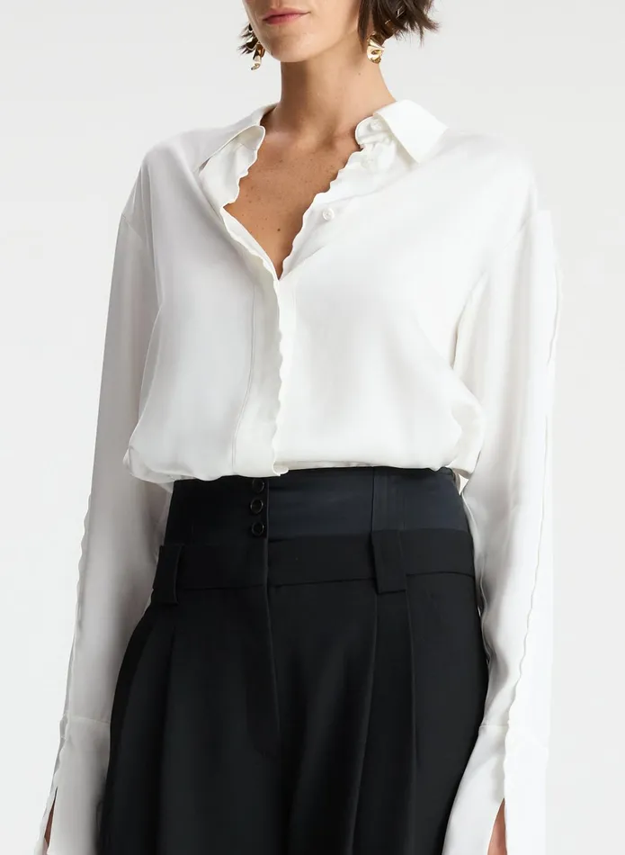 ALC Tops Haven Scalloped Satin Top White 8211 Women