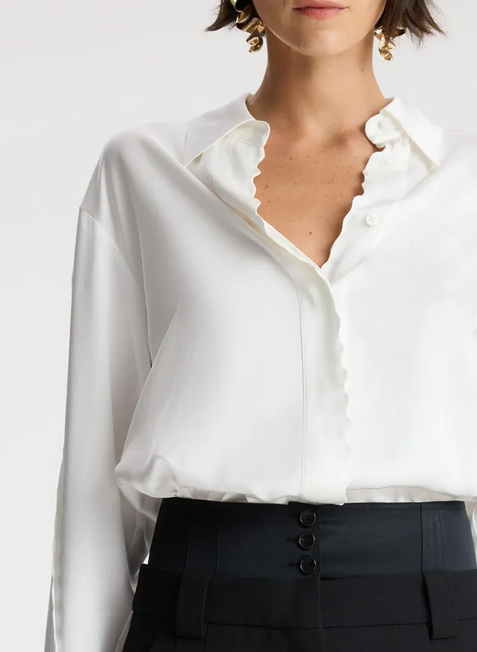 ALC Tops Haven Scalloped Satin Top White 8211 Women