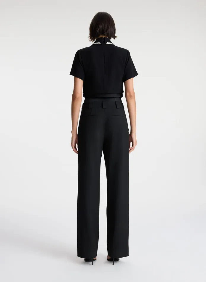 ALC Tops Lark Embellished Satin Contrast Top Black 8211 Women