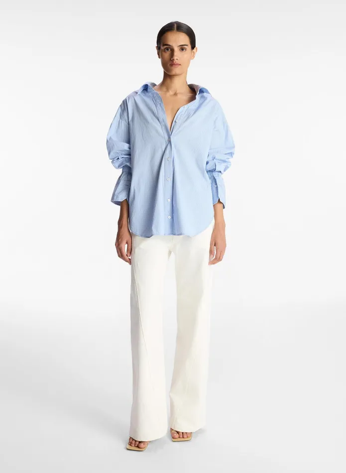 ALC Tops Monica Striped Cotton Top Chelsea Bluewhite 8211 Women