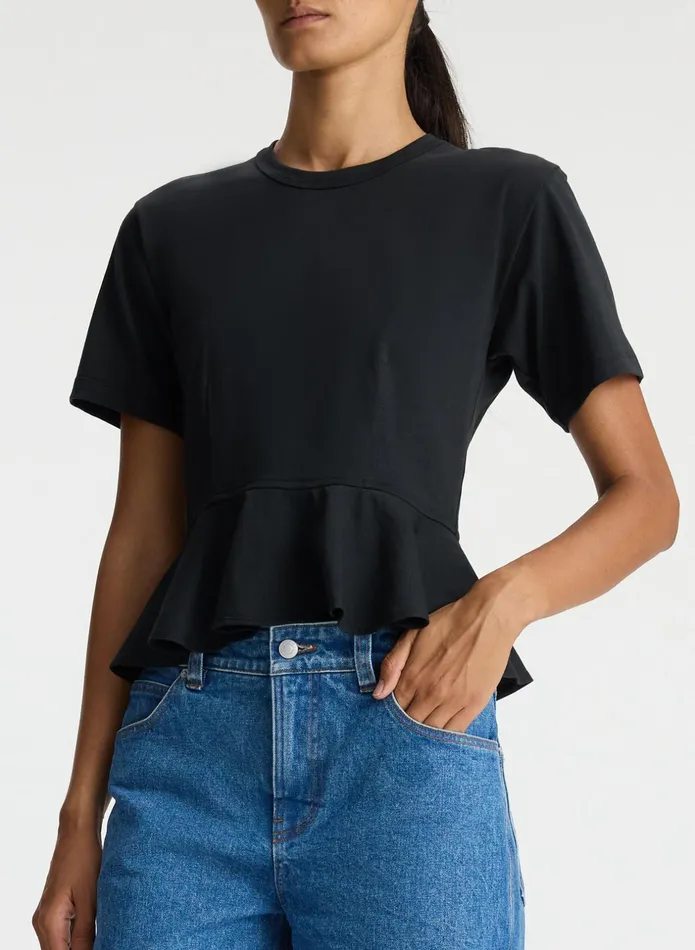 ALC Tops Roxy Cotton Peplum Tee Black 8211 Women
