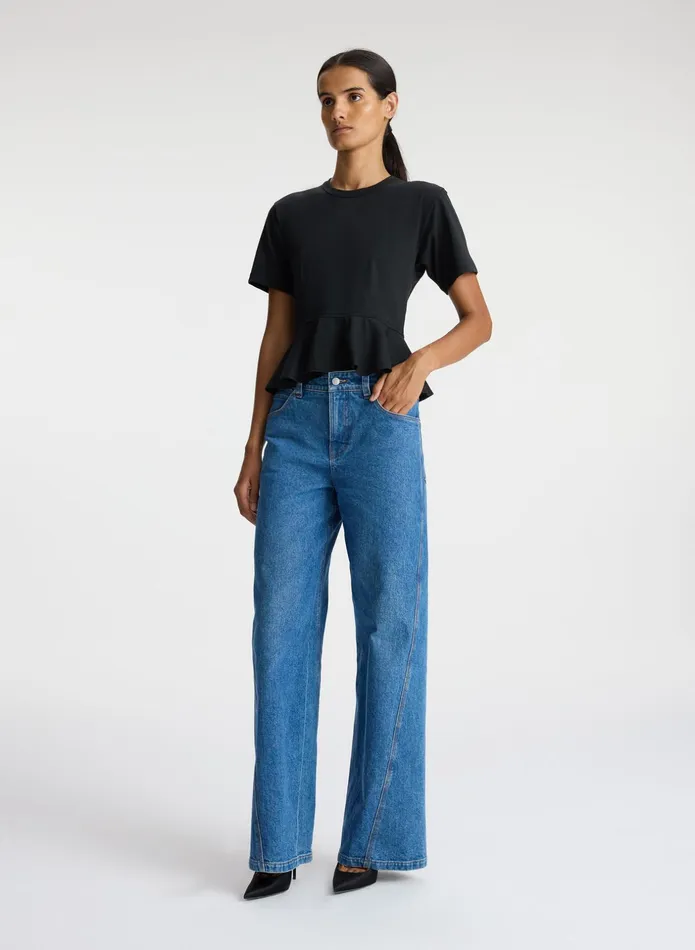 ALC Tops Roxy Cotton Peplum Tee Black 8211 Women