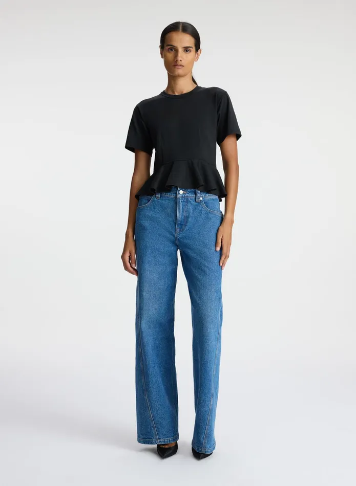 ALC Tops Roxy Cotton Peplum Tee Black 8211 Women