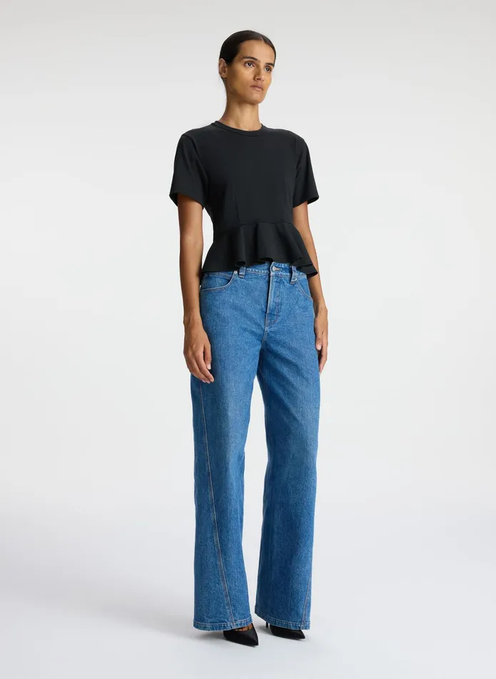 ALC Tops Roxy Cotton Peplum Tee Black 8211 Women
