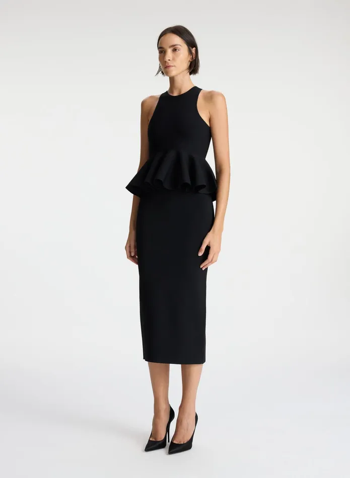 ALC Tops Talia Peplum Knit Top Black 8211 Women