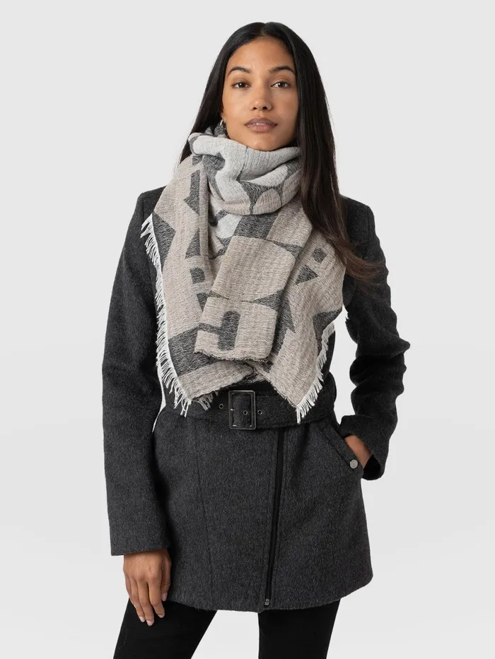 Abstract Rock Scarf 8211 BlackCream Blackcream Women Saint And Sofia Scarves and Hats