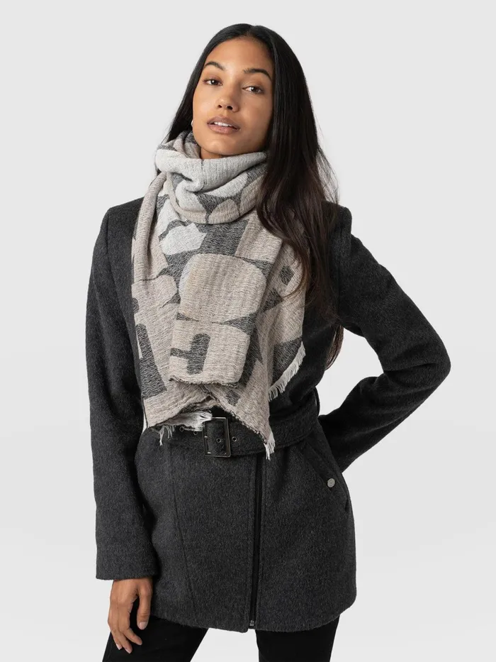 Abstract Rock Scarf 8211 BlackCream Blackcream Women Saint And Sofia Scarves and Hats