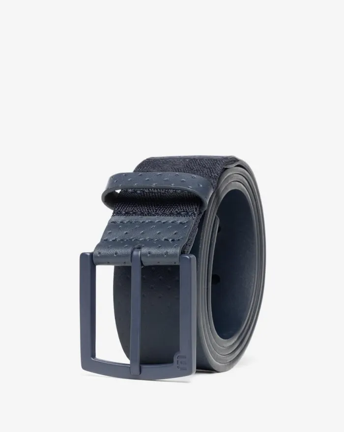 Accessories PILATUS 20 LEATHER HYBRID STRETCH BELT Blue Nights TravisMathew Belts