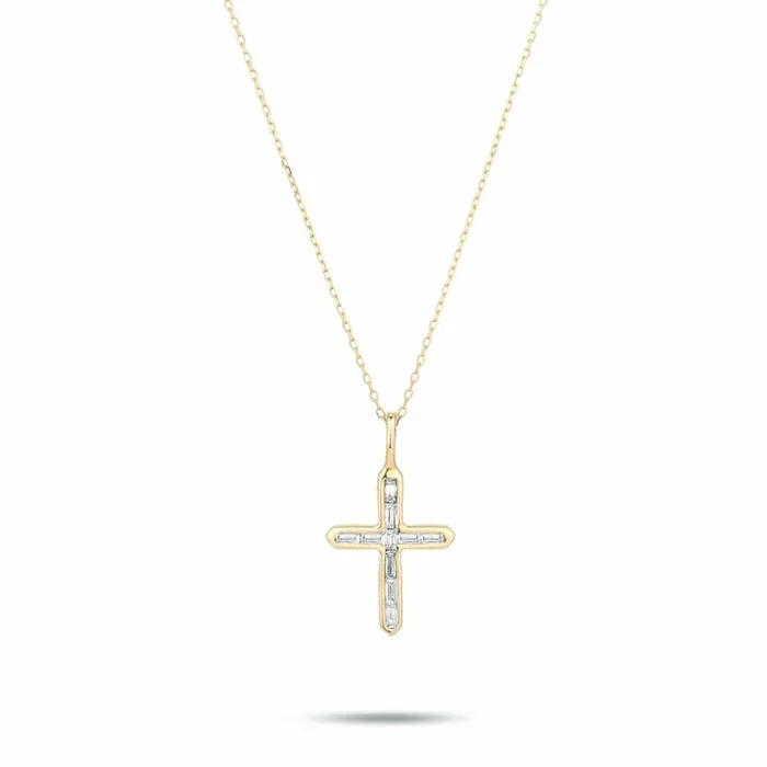 Adina Reyter Fine Chains and Pendants Baguette Cross Necklace 8211 Necklaces