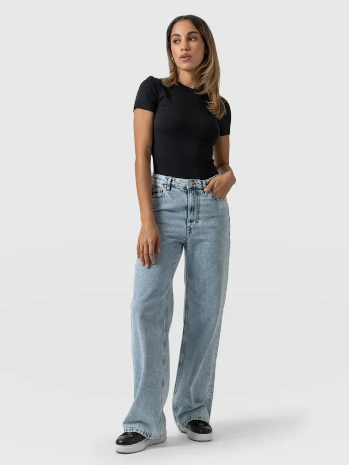 Adjustable Wide Leg Jeans 8211 Pale Blue Pale Blue Women Saint And Sofia Denim and Jeans
