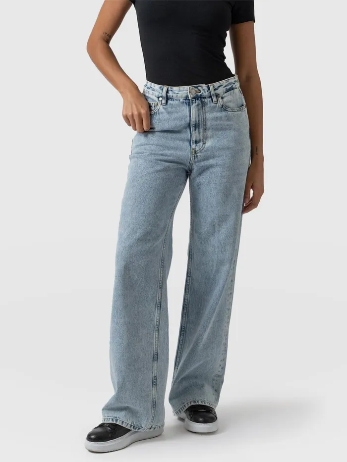 Adjustable Wide Leg Jeans 8211 Pale Blue Pale Blue Women Saint And Sofia Denim and Jeans
