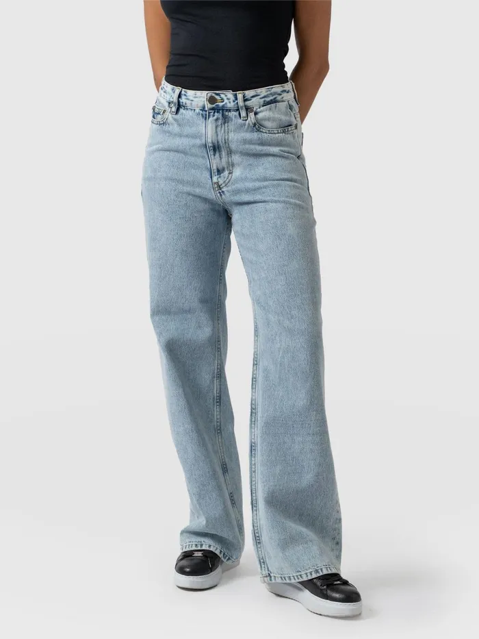Adjustable Wide Leg Jeans 8211 Pale Blue Pale Blue Women Saint And Sofia Denim and Jeans