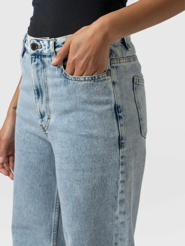 Adjustable Wide Leg Jeans 8211 Pale Blue Pale Blue Women Saint And Sofia Denim and Jeans