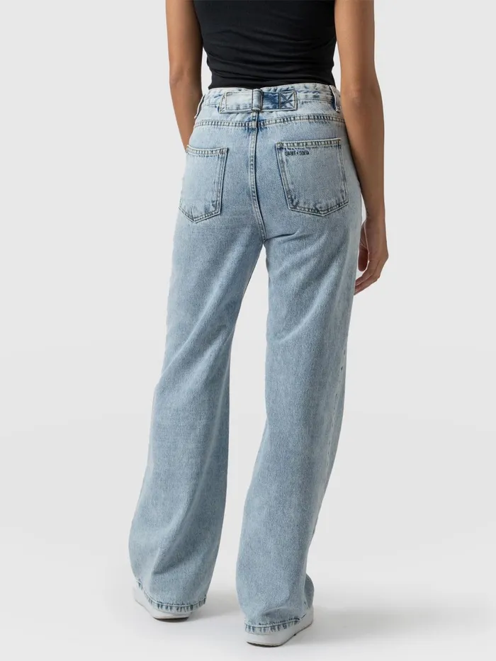 Adjustable Wide Leg Jeans 8211 Pale Blue Pale Blue Women Saint And Sofia Denim and Jeans