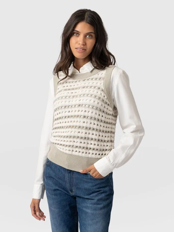Adler Sleeveless Knit 8211 Beige Beige Women Saint And Sofia Knitwear