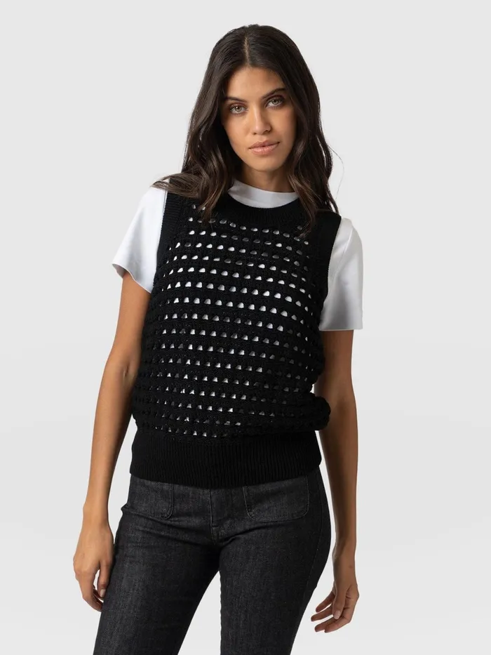 Adler Sleeveless Knit 8211 Black Black Women Saint And Sofia Knitwear