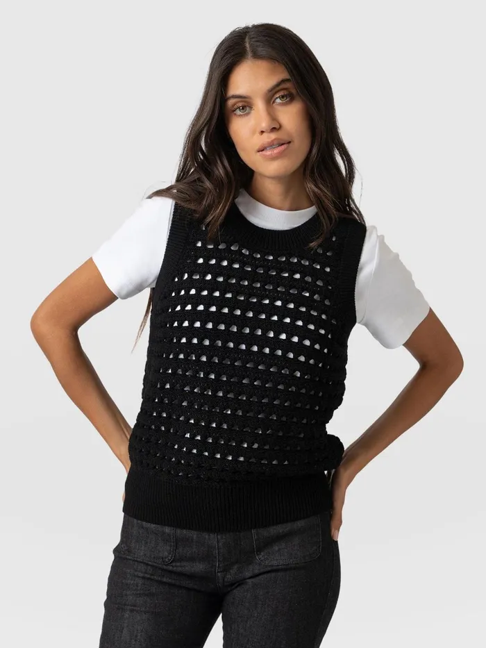 Adler Sleeveless Knit 8211 Black Black Women Saint And Sofia Knitwear