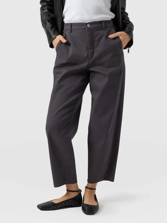 Alma Barrel Leg Chino 8211 Charcoal Charcoal Women Saint And Sofia Pants
