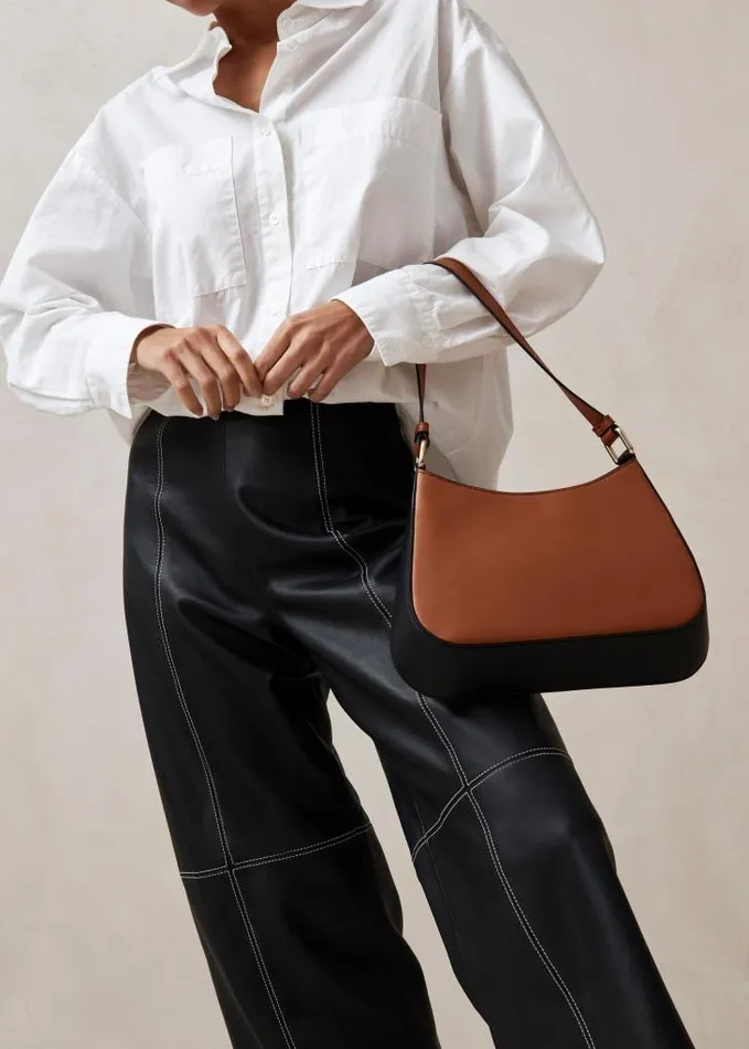 ALOHAS Bags Women The C Bicolor 8211 Black And Brown Leather Handbag
