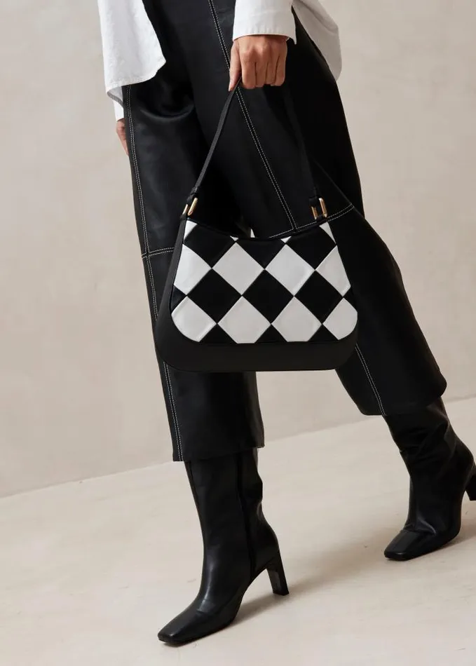 ALOHAS Bags Women The C Scacchi 8211 Black And White Leather Handbag
