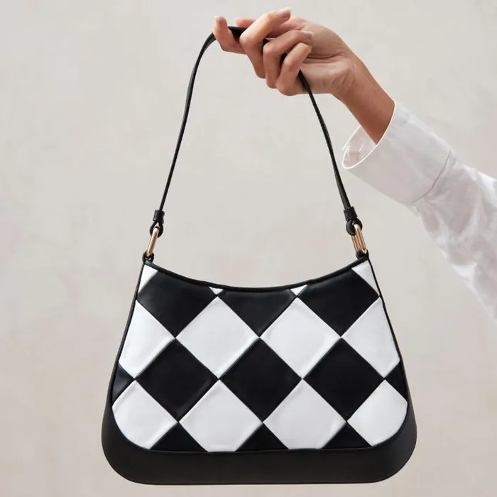 ALOHAS Bags Women The C Scacchi 8211 Black And White Leather Handbag