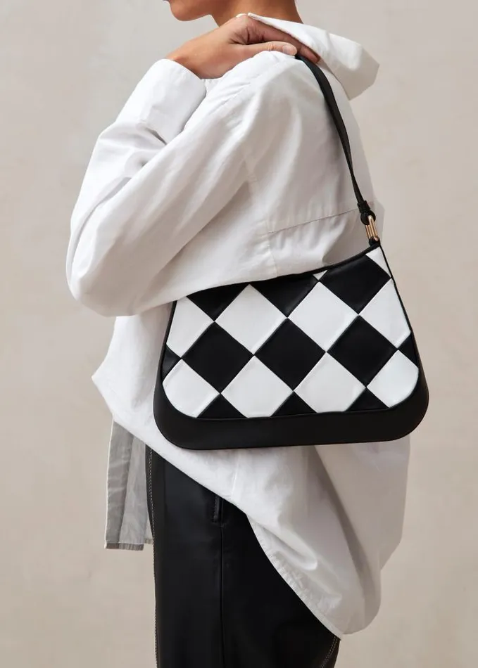 ALOHAS Bags Women The C Scacchi 8211 Black And White Leather Handbag