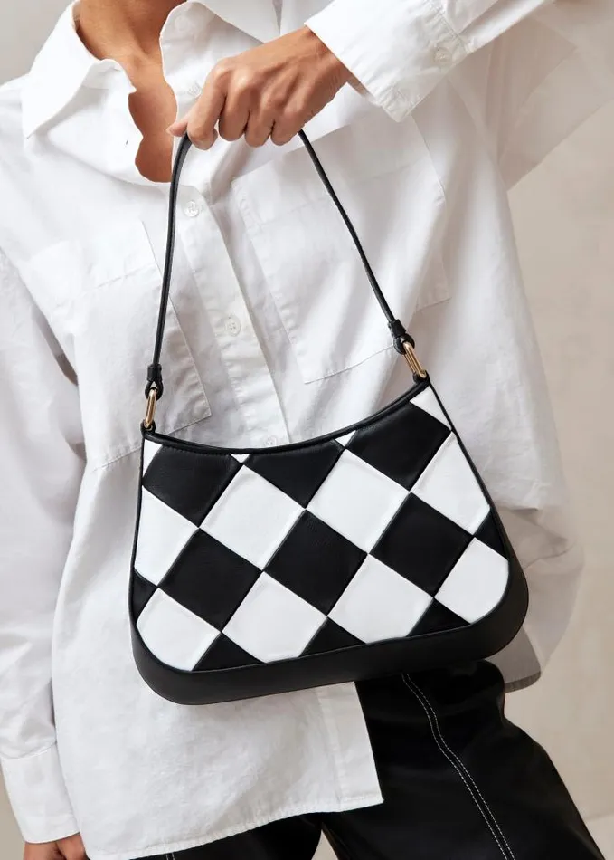 ALOHAS Bags Women The C Scacchi 8211 Black And White Leather Handbag