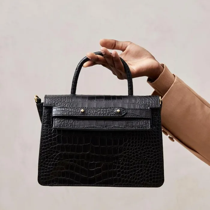 ALOHAS Bags Women The M Exotic 8211 Black Leather Handbag