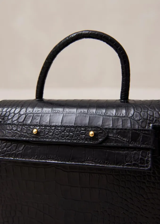 ALOHAS Bags Women The M Exotic 8211 Black Leather Handbag
